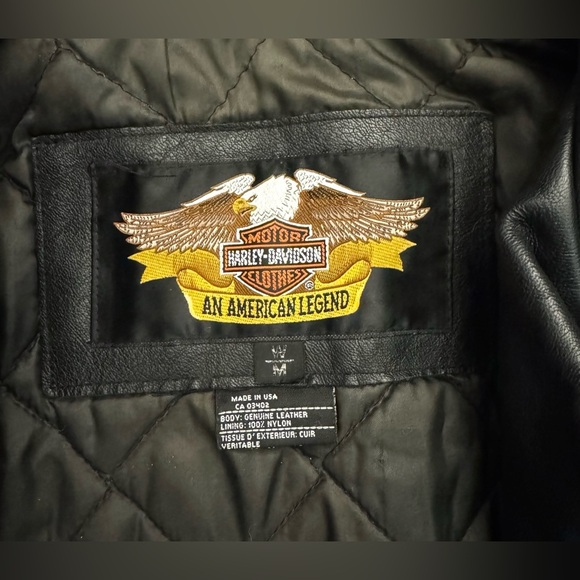 Harley Davidson Women’s Vintage Black Leather Moto Biker Jacket Size- Medium - Picture 7 of 10